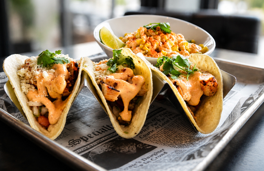 Chicken tacos with corn